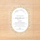 Baby's Breath Watercolor Gypsophila Baby Shower アクリル招待状 (正面)