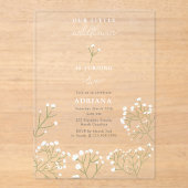 Baby's Breath Watercolor Gypsophila Girl Birthday アクリル招待状 (正面)