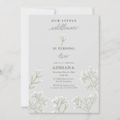 Baby's Breath Watercolor Gypsophila Girl Birthday 招待状 (正面)