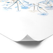 Baby's Breath white blue Baptism welcome  ポスター (角)