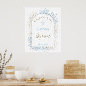 Baby's Breath white blue Baptism welcome  ポスター (キッチン)