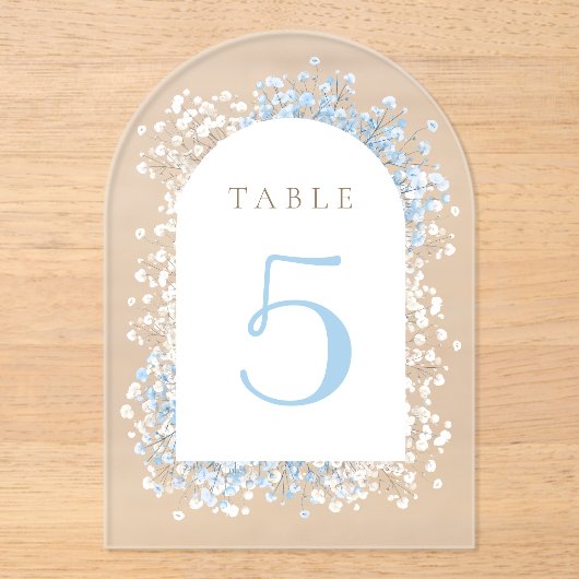 Baby's Breath white blue table number アクリル招待状 (正面)
