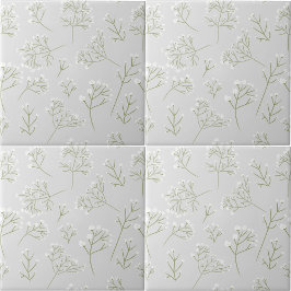 Baby's Breath White Floral Gypsophila タイル