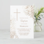 Baby's Breath white flowers Baptism 招待状 (スタンド正面)