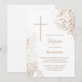 Baby's Breath white flowers Baptism 招待状 (正面/裏面)
