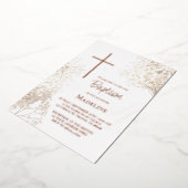 baby's breath white flowers Baptism 箔招待状 (回転した状態)