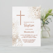 baby's breath white flowers Baptism 箔招待状 (立ち正面)
