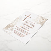 baby's breath white flowers First Holy Communion 箔招待状 (回転した状態)