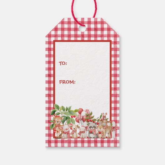 Baby's Cherry First Red Gingham Birthday ギフトタグ (裏面)
