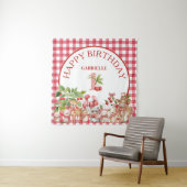 Baby's Cherry First Red Gingham Birthday  タペストリー (インサイチュ)