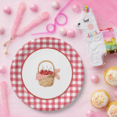 Baby's Cherry First Red Gingham Birthday ペーパープレート (パーティー)