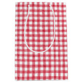 Baby's Cherry First Red Gingham Birthday ミディアムペーパーバッグ (正面)