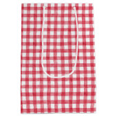 Baby's Cherry First Red Gingham Birthday ミディアムペーパーバッグ (裏面)