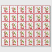 Baby's Cherry First Red Gingham Birthday ラッピングペーパー (フラット)