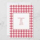 Baby's Cherry First Red Gingham Birthday 招待状 (裏面)