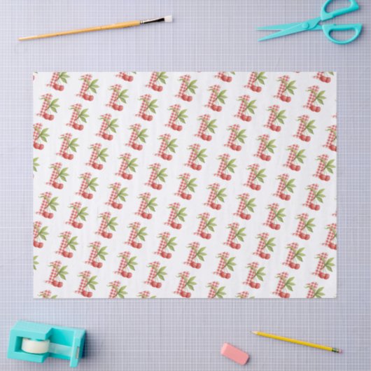 Baby's Cherry First Red Gingham Birthday 薄葉紙 (クラフト)