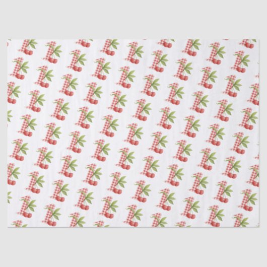 Baby's Cherry First Red Gingham Birthday 薄葉紙 (正面)