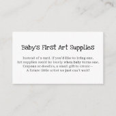 Baby's First Art Supplies Request Baby Shower エンクロージャーカード (正面)