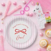 Baby's first birthday with soft pink party plates. ペーパープレート (パーティー)
