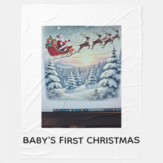 Baby's First Christmas フリースブランケット (正面)