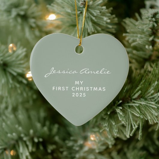 Baby's First Christmas 2022 Personalized Sage  セラミックオーナメント (ツリー)