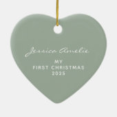 Baby's First Christmas 2022 Personalized Sage  セラミックオーナメント (裏面)