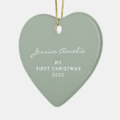 Baby's First Christmas 2022 Personalized Sage  セラミックオーナメント (左)