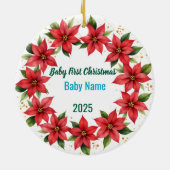 Baby's First Christmas 2025 Poinsettia Wreath セラミックオーナメント (裏面)