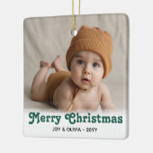 Baby's First Christmas 2 Photo Birth Stats Ceramic セラミックオーナメント (左)