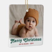 Baby's First Christmas 2 Photo Birth Stats Ceramic セラミックオーナメント (右)