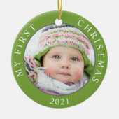 Baby's First Christmas 2 Photo Template Holiday セラミックオーナメント (正面)