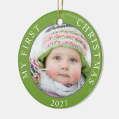 Baby's First Christmas 2 Photo Template Holiday セラミックオーナメント (左)