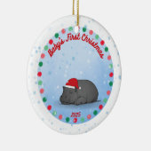 -Baby's First Christmas -Baby Hippo Ornament セラミックオーナメント (右)