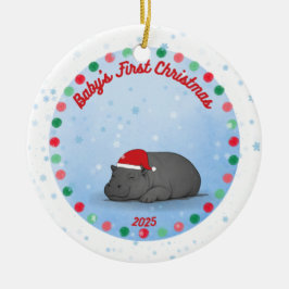 -Baby's First Christmas -Baby Hippo Ornament セラミックオーナメント