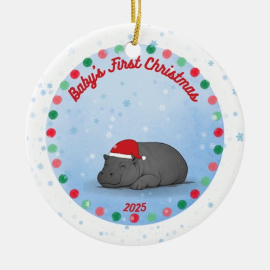 -Baby's First Christmas -Baby Hippo Ornament セラミックオーナメント (正面)