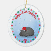 -Baby's First Christmas -Baby Hippo Ornament セラミックオーナメント (左)