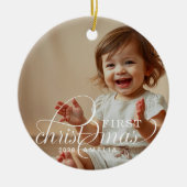 Baby's First Christmas Baby Photo Name セラミックオーナメント (正面)