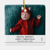 Babys First Christmas Birth Stats Announcement セラミックオーナメント (正面)