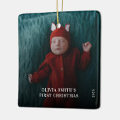 Babys First Christmas Birth Stats Announcement セラミックオーナメント (左)