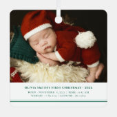 Babys First Christmas  Birth Stats Announcement メタルオーナメント (正面)