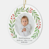 Baby's First Christmas Birth Stats Photo Keepsake  セラミックオーナメント (左)