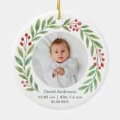 Baby's First Christmas Birth Stats Photo Keepsake  セラミックオーナメント (裏面)