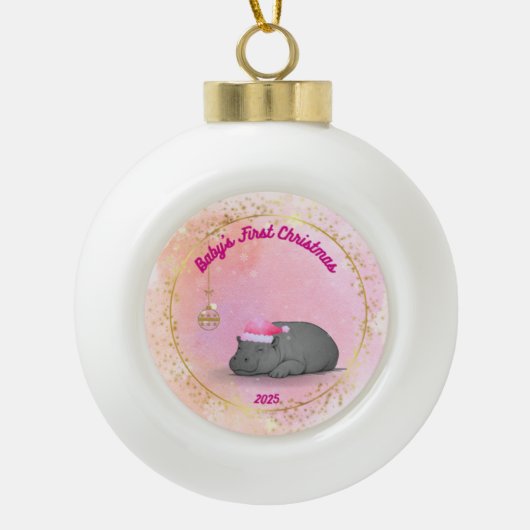 Baby's First Christmas - Ceramic Hippo Ornament セラミックボールオーナメント (正面)