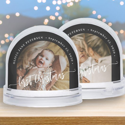 Baby's first Christmas custom 2 photo personalized