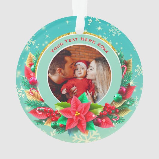 Baby's First Christmas Custom Name Photo Keepsake オーナメント (裏面)