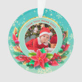 Baby's First Christmas Custom Name Photo Keepsake オーナメント (正面)