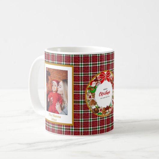 Baby's First Christmas Custom Name Photo Keepsake コーヒーマグカップ (正面左)
