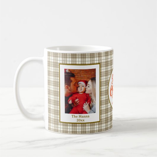 Baby's First Christmas Custom Name Photo Keepsake コーヒーマグカップ (左)