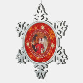 Baby's First Christmas Custom Name Photo Keepsake スノーフレークピューターオーナメント (右)