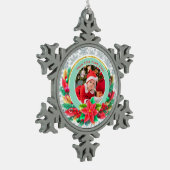 Baby's First Christmas Custom Name Photo Keepsake スノーフレークピューターオーナメント (左)